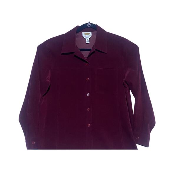 Talbots Button Up Shirt Women's Size Small Purple Polyester Blend Long Sleeve - Picture 7 of 7